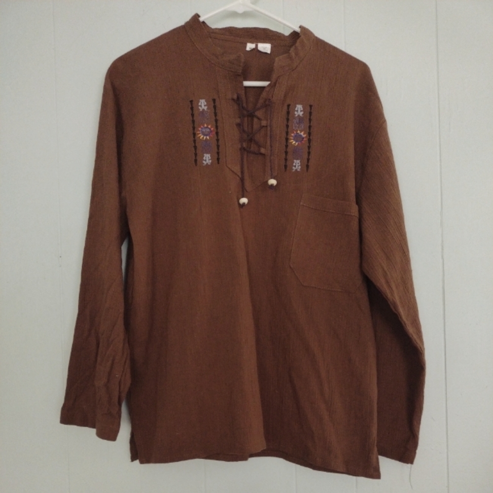 Beach Pullover Tunic from Equador Embroidered Summer Beach Boho Medium